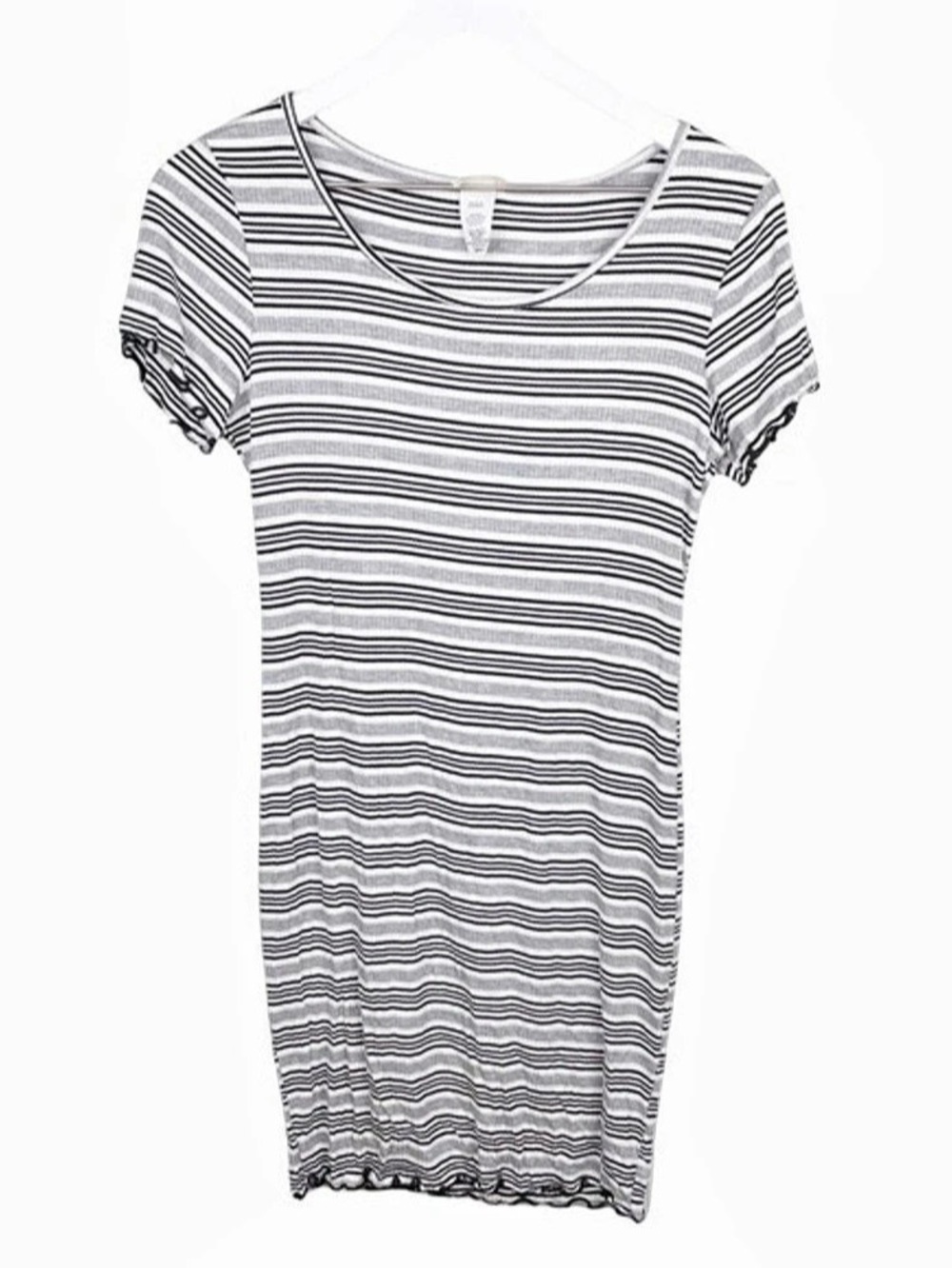 Striped Mini Dress in Gray & White